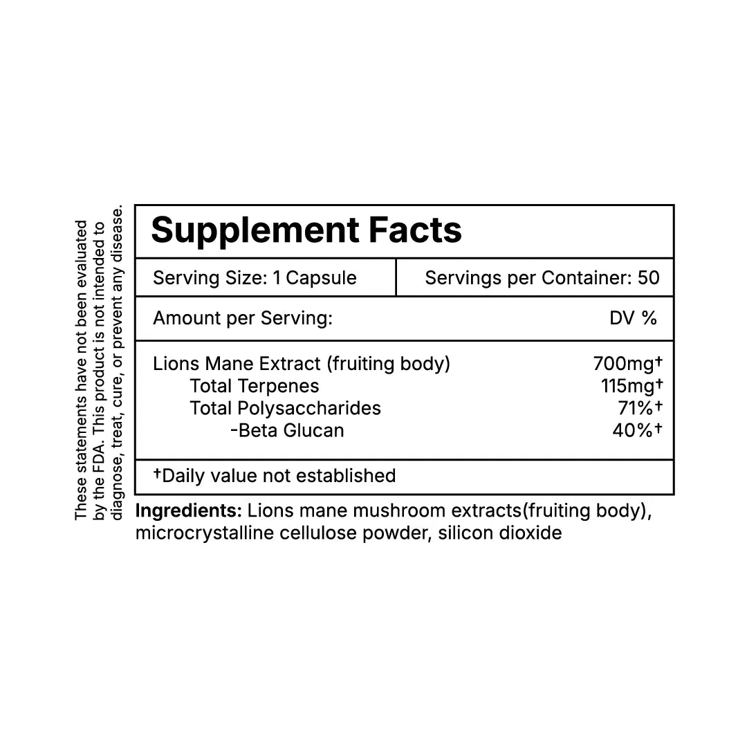 Lions Mane Capsules – Hericium Erinaceus
