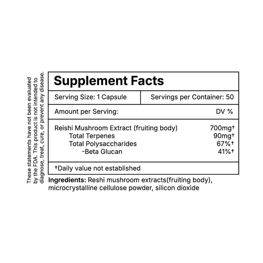 Red Reishi Capsules - Ganoderma Lucidum